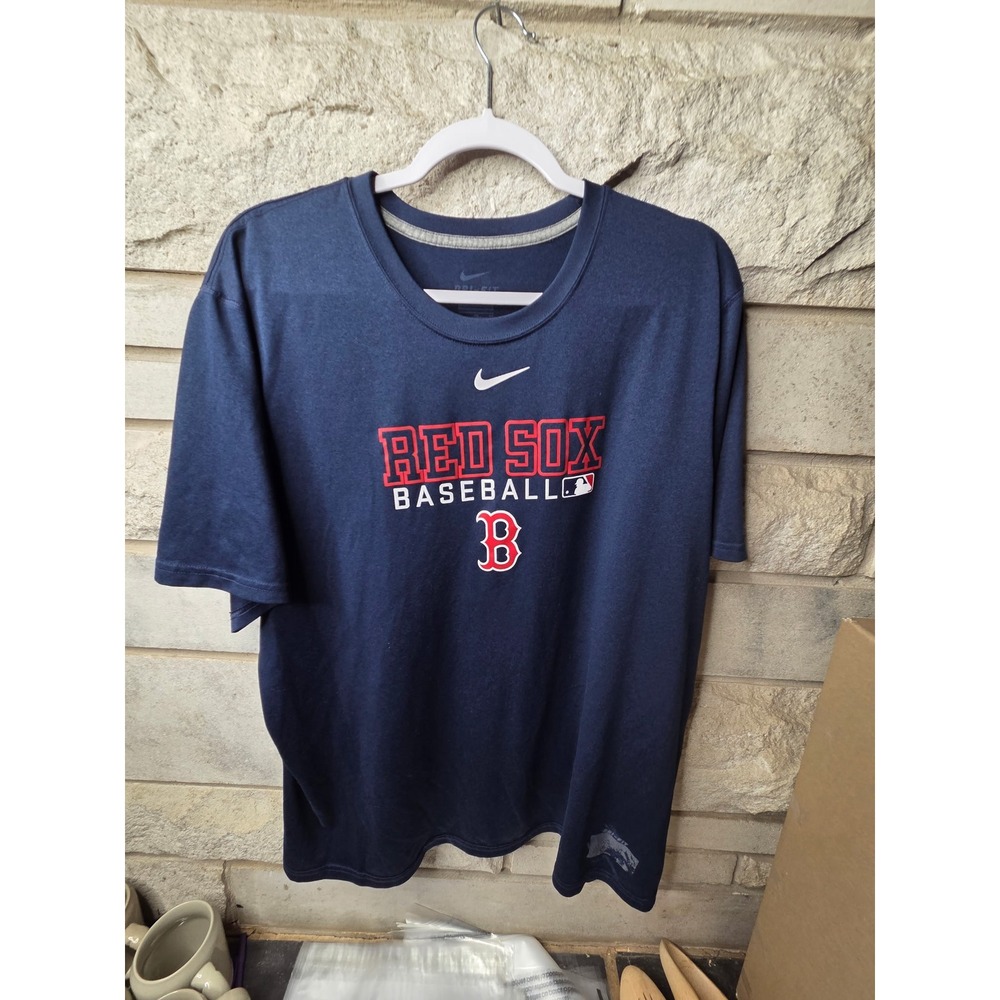 Nike Boston‎ Red Sox Baseball Dri-FIT Shirt Mens XL Navy Blue Graphic Tee MLB